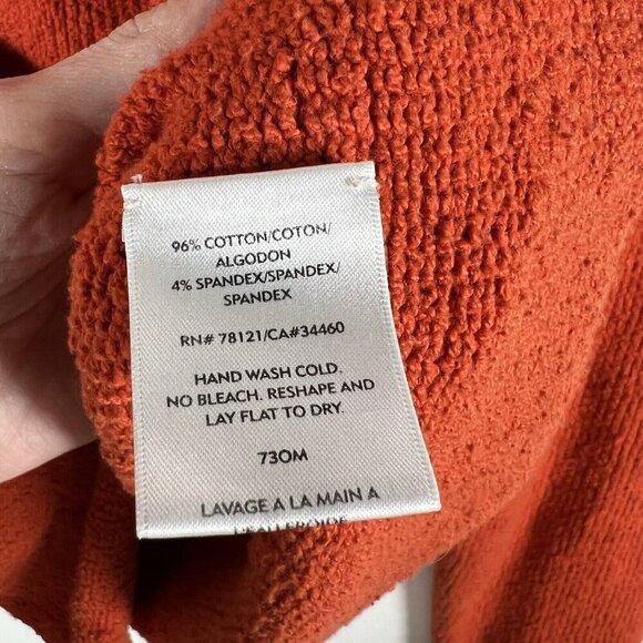EILEEN FISHER Cotton Roll Neck Knit Sweater Large Orange Cottagecore‎ Fisherman - Picture 6 of 8